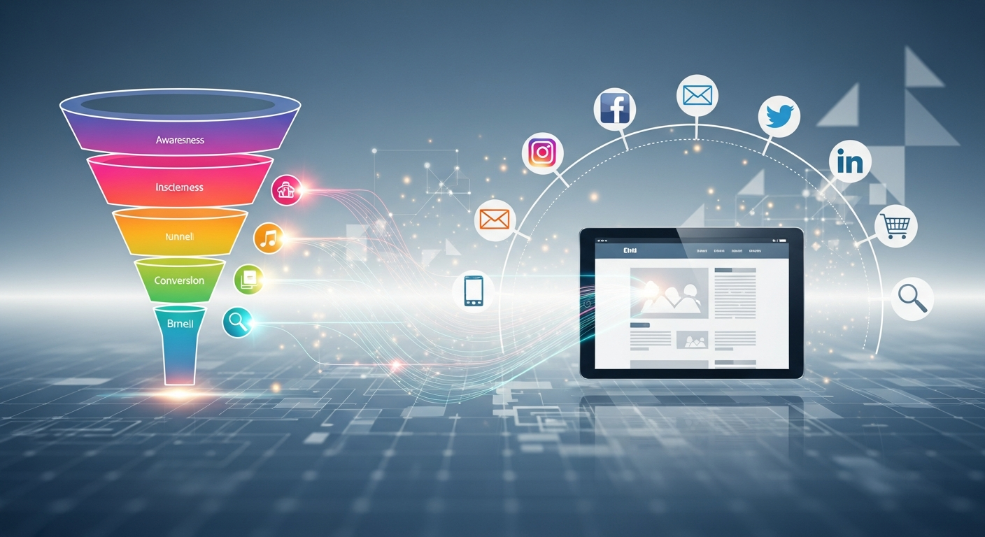 Marketing funnel connected to website